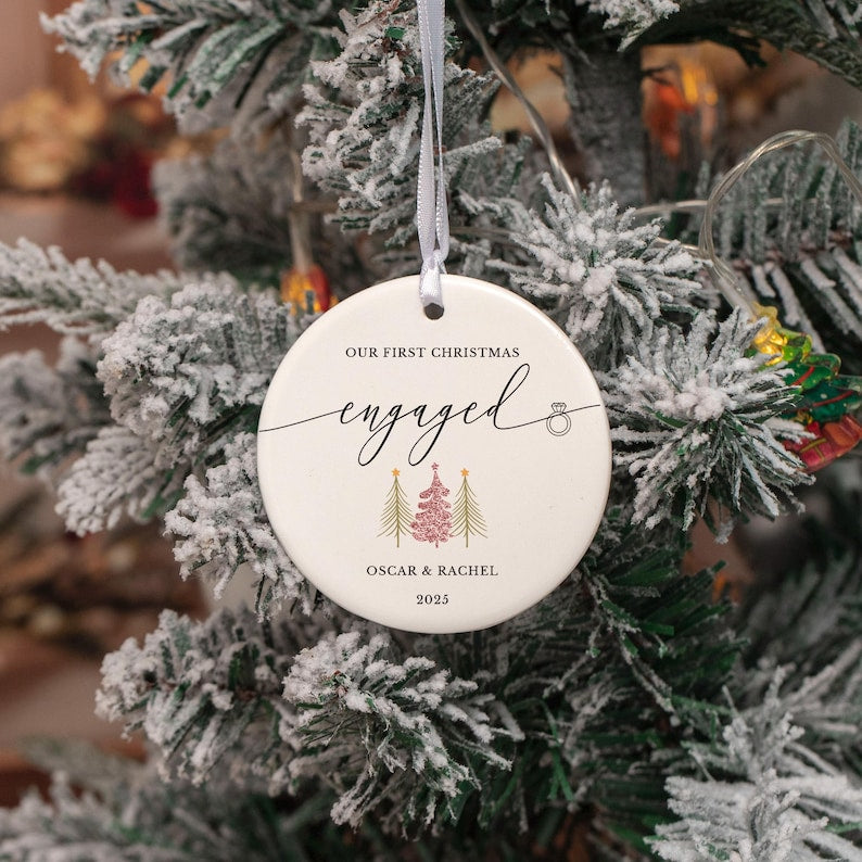 First Christmas Engaged Ornament,Engagement Gifts Ornament, 1st Christmas Engaged Baubles, Keepsake Gifts,Gifts for Couple,Gift for Newlywed