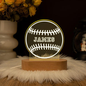 Personalized Baseball Glover LED Night Light, Custom Baseball Night Lamp, Gift for Baseball Player, Sports Decor, Kids Bedroom Decor Light