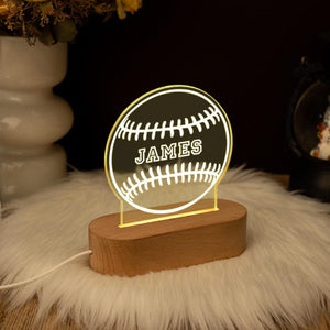 Personalized Baseball Glover LED Night Light, Custom Baseball Night Lamp, Gift for Baseball Player, Sports Decor, Kids Bedroom Decor Light