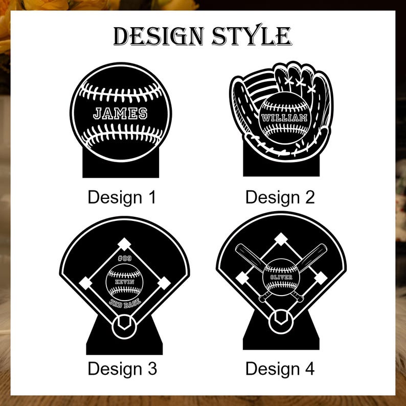 Personalized Baseball Glover LED Night Light, Custom Baseball Night Lamp, Gift for Baseball Player, Sports Decor, Kids Bedroom Decor Light