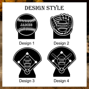 Personalized Baseball Glover LED Night Light, Custom Baseball Night Lamp, Gift for Baseball Player, Sports Decor, Kids Bedroom Decor Light