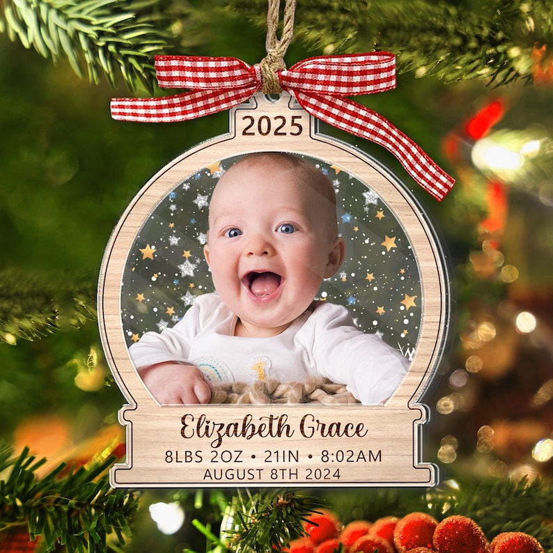 Personalized Baby's First Christmas Ornament 2025: Custom Photo Keepsake