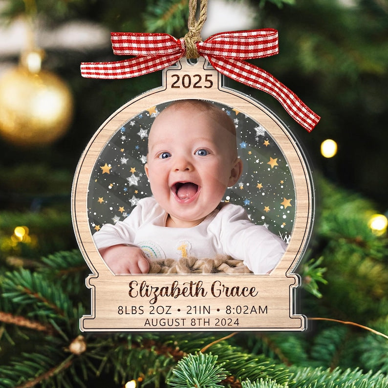 Personalized Baby's First Christmas Ornament 2025: Custom Photo Keepsake