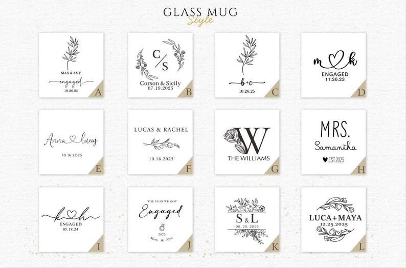 Personalised Engagement Glass Mug, Custom Wedding Mugs, Engagement Gifts, Wedding Gifts for Couple, Bridal Shower Gifts