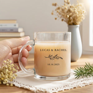 Personalised Engagement Glass Mug, Custom Wedding Mugs, Engagement Gifts, Wedding Gifts for Couple, Bridal Shower Gifts