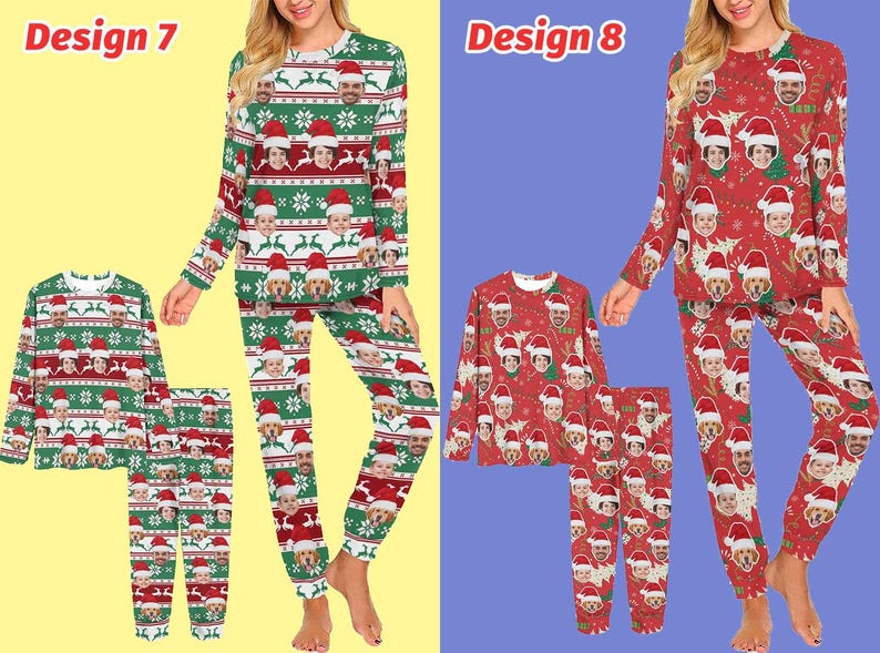 Custom Christmas Pajamas,Face Pajama,Personalized Pajama Set,Dog Pet Pjs for Men Women Kid,Christmas Gift for Family