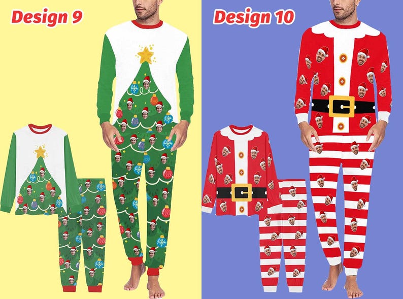 Custom Christmas Pajamas,Face Pajama,Personalized Pajama Set,Dog Pet Pjs for Men Women Kid,Christmas Gift for Family