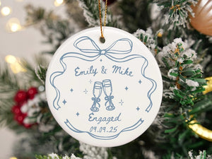 Personalized Engagement Gift for Couples, Wedding Gift for Newlyweds, Romantic Whimsical Ceramic, Married Ornament, Anniversary Gift