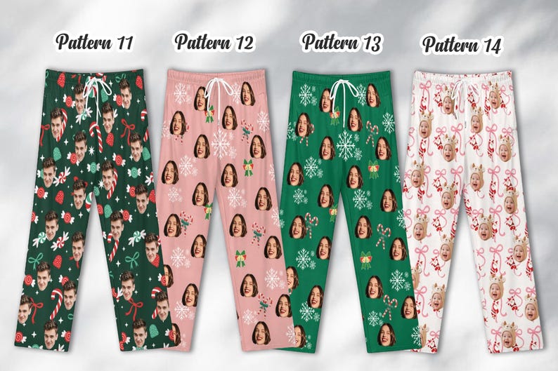 Custom Christmas Eve Pajama Pants, Drawstring Pajamas, Comfortable Personalized Photo Pajamas, Matching Couple and Family Sleepwear