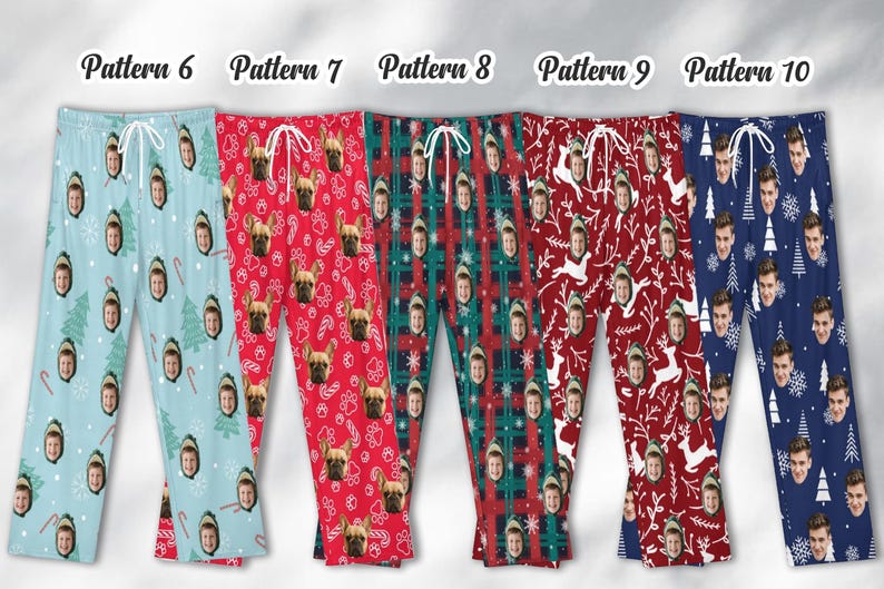 Custom Christmas Eve Pajama Pants, Drawstring Pajamas, Comfortable Personalized Photo Pajamas, Matching Couple and Family Sleepwear