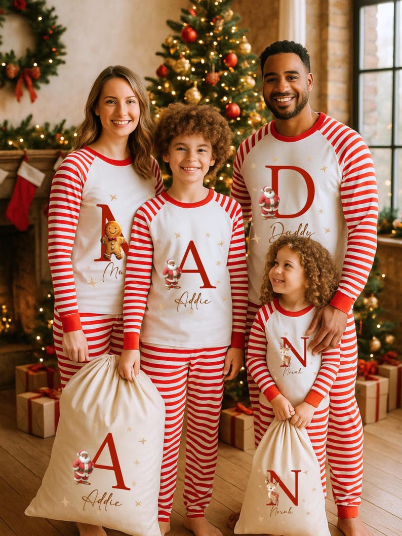 Matching Santa Pyjamas Family Christmas PJs Santa Claus Matching Pyjamas for Kids & Adults Holiday Xmas Eve Outfits