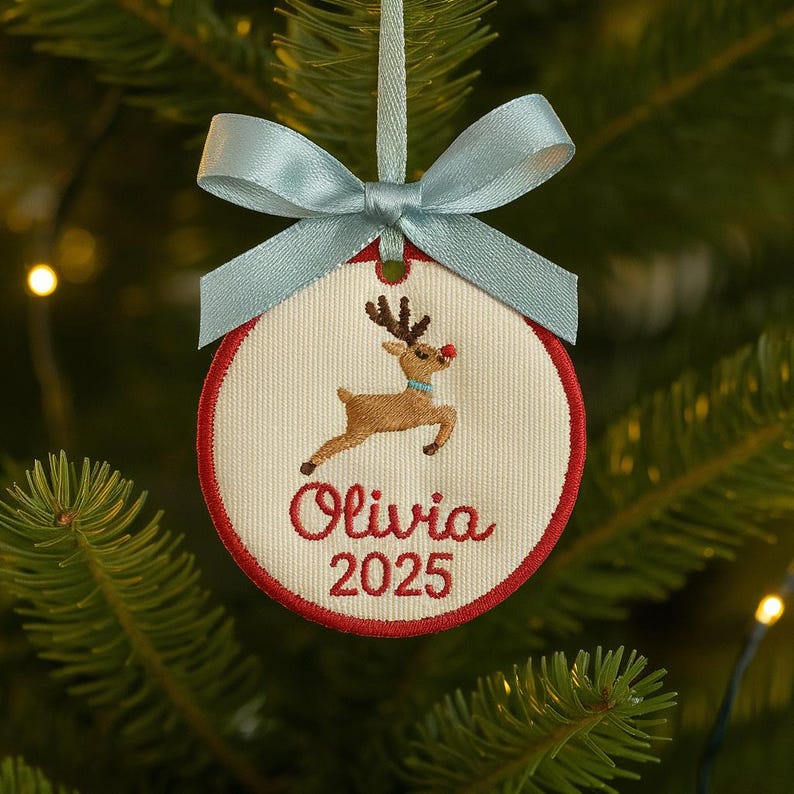 Personalized Embroidered Christmas Ornament: Handmade Keepsake