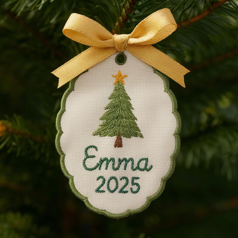 Personalized Embroidered Christmas Ornament: Handmade Keepsake