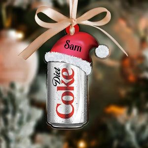 Personalized Diet Coke Ornament , Custom Coca-Cola Diet Coke Coke Zero Can With Santa Hat Ornament, Custom Coke Can 2D Flat Ornament