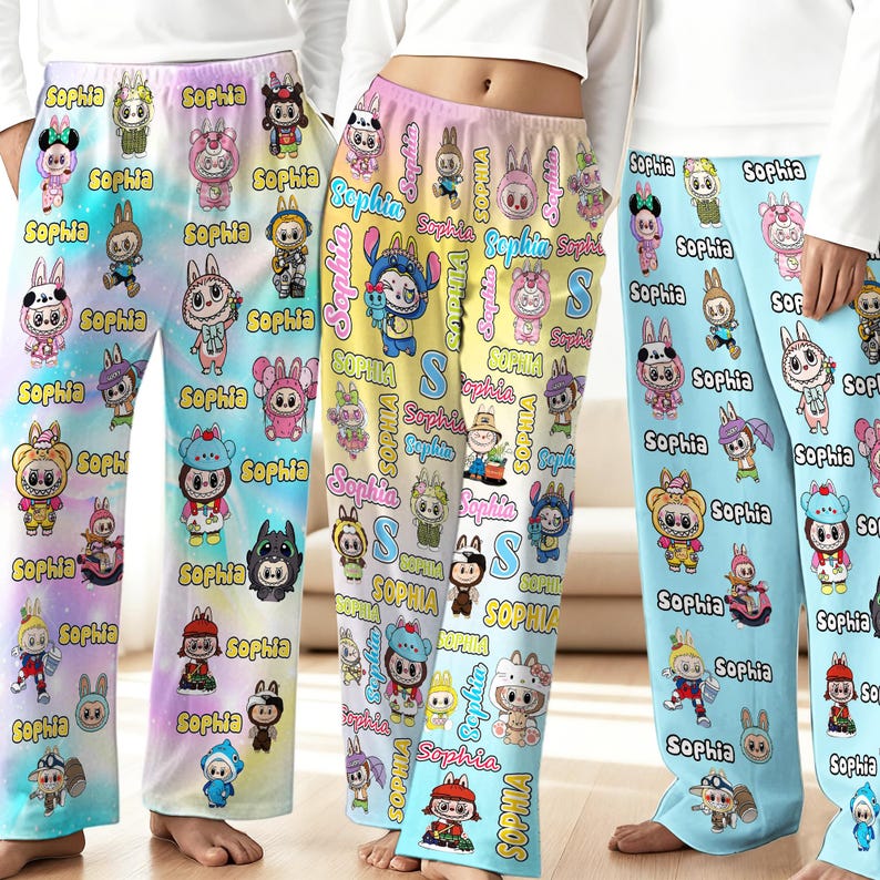 Custom Photo&Name Pajamas Pants: Personalized Monester Pajamas Bottom, Xmas Gift