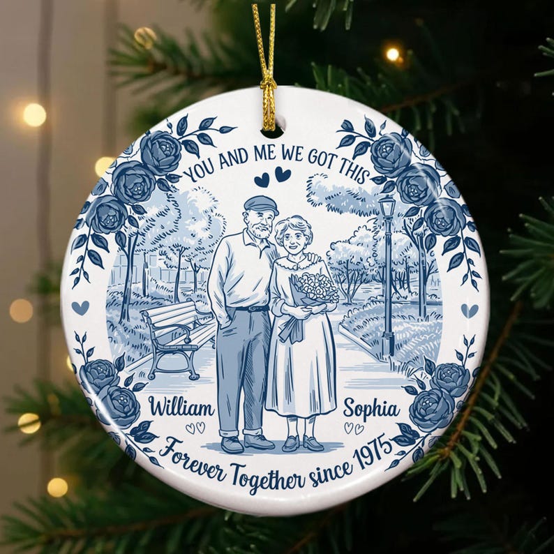 Going Old Together Couple Ornament, 2D Flat Couple Acrylic Keepsake, Together Vintage Christmas Gift