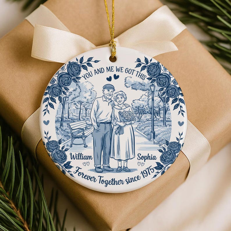 Going Old Together Couple Ornament, 2D Flat Couple Acrylic Keepsake, Together Vintage Christmas Gift
