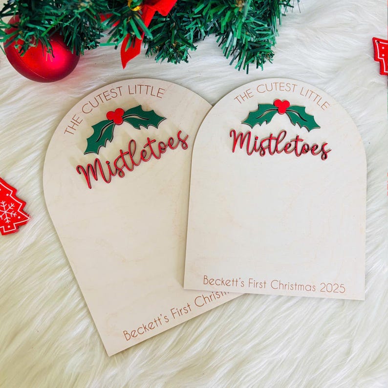 Personalized Baby s First Christmas DIY Footprint Sign, Custom Newborn Handprint Art, Baby Shower Gift, Holiday Memory Board