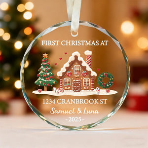 Personalized New Home Ornament, Custom First Christmas At New Home Gift, New Home Favors, Glass Keepsake, Christmas Gifts