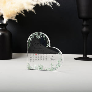 Personalized Engaged Calendar Acrylic Block Plaque, Custom Engagement Print Block Gift for Couple, Wedding Keepsake, Anniversary/Xmas Gift