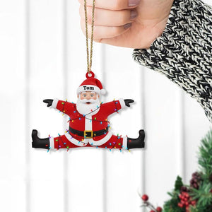 Funny Personalized Santa Ornament with Lights Custom Name Christmas Tree Decoration