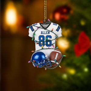 Personalized Football Jersey Ornament Custom Name with Helmet and Football Design