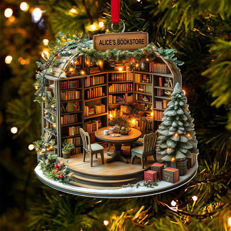 Personalized Bookstore Ornaments, Custom Book Tree Christmas Decor, Gifts for Librarian, Bookworm Decor, Reading Lovers Women Christmas Gift