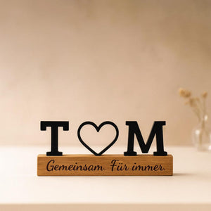 Love stand with initials & heart | Personalized gift for couples | Wooden stand anniversary, Valentine's Day, handmade