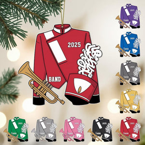 Personalized Band Uniform Ornament 2025 - Custom Acrylic 2D Flat Marching Band Jacket with Instrument - Holiday Gift for Musicians & Students