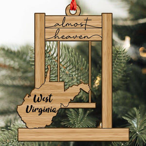 Almost Heaven West Virginia Swing Ornament, 2D flat Wood Ornament, Christmas Gift, Christmas Ornament
