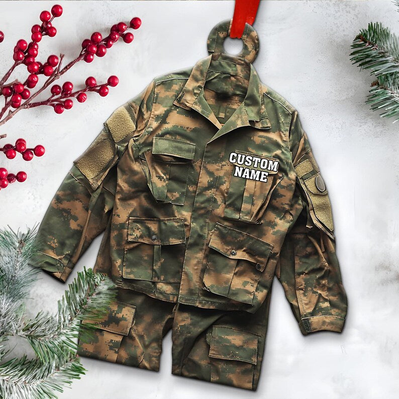 Custom Soldier Ornament, Personalized Military Uniform Acrylic Christmas Tree Decoration, Unique Holiday Gift For Service Members