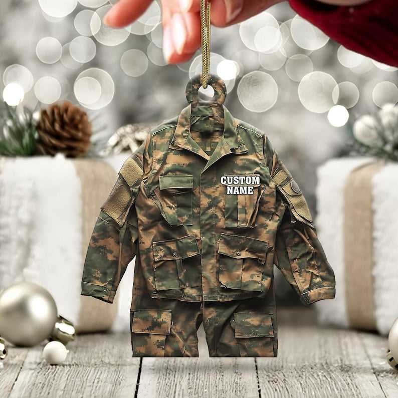 Custom Soldier Ornament, Personalized Military Uniform Acrylic Christmas Tree Decoration, Unique Holiday Gift For Service Members