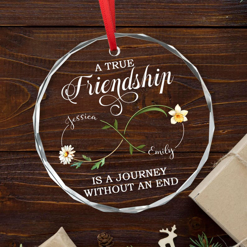 Personalized Best Friend Ornament, Birth Flower Gift For Group Friends, Friendship Gift, Christmas Gift For Soul Sister Friends Ornaments