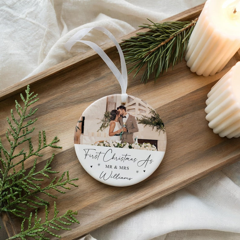 Personalised 1st Christmas as Mr and Mrs Bauble | First Christmas as Mr and Mrs Bauble, 1st Christmas Married Decoration, Newlywed Bauble
