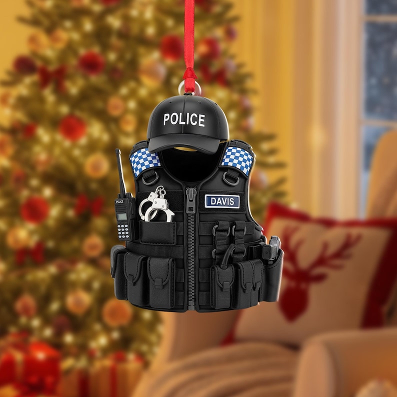 Personalized Police Ornament: Custom Name Law Enforcement Christmas Decoration