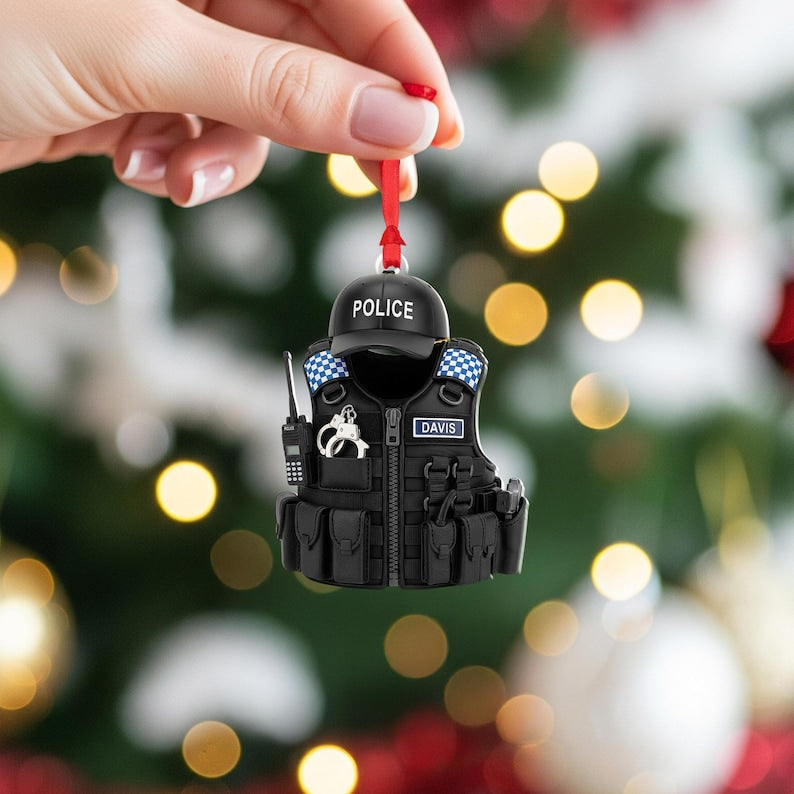 Personalized Police Ornament: Custom Name Law Enforcement Christmas Decoration