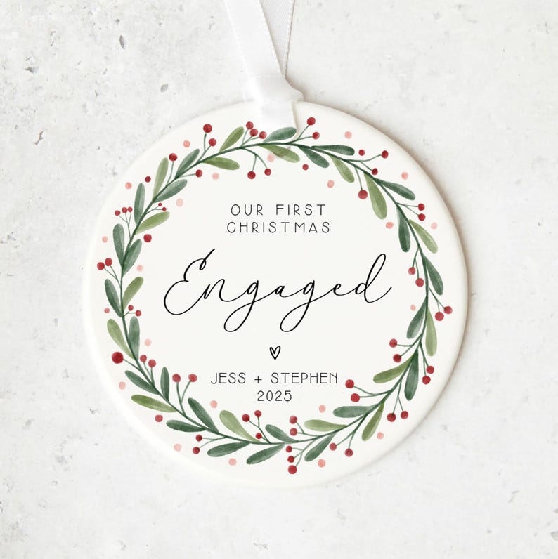 First Christmas Engaged Personalised Keepsake Bauble / Ornament Engaged 2025 Gift