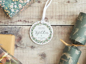 Our First Christmas Together Ornament 2025 Personalised Couple Keepsake | Custom Ceramic Decoration