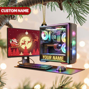Personalized Gaming PC Christmas Ornament 2025, Flat 2D Acrylic, Gift for Gamers and Streamers, Custom Computer Ornament Keepsake Holiday