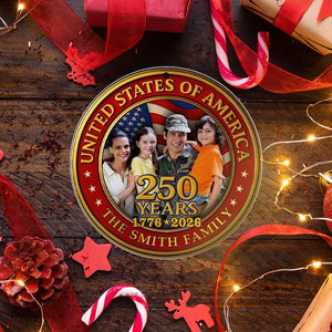 Custom Family Photo-Personalized 250 Years Anniversary United States of America Acrylic Ornament,American Independence Day Gift,July 4 Decor