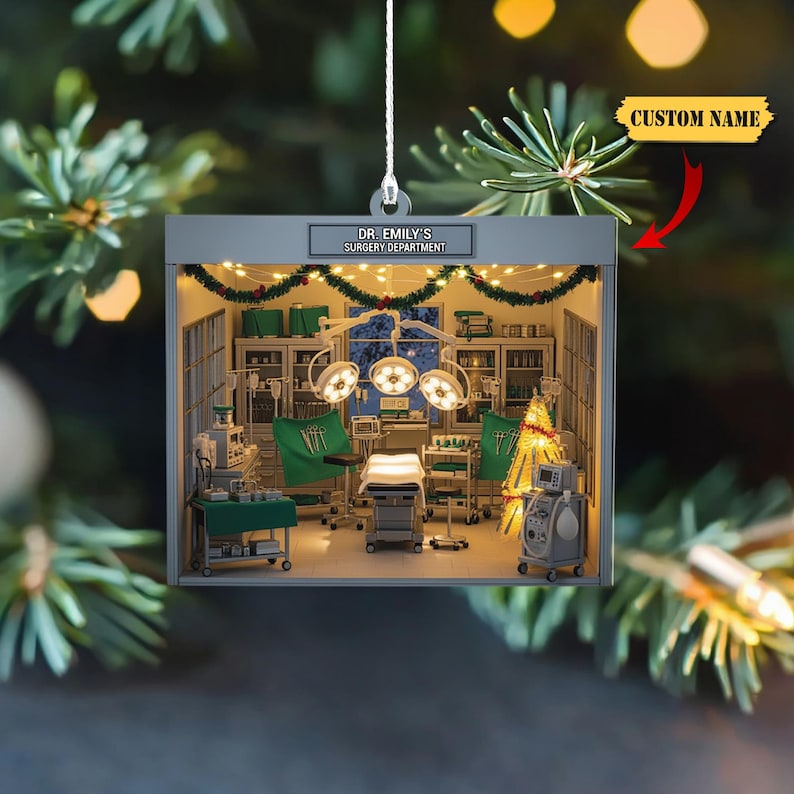 Personalized Surgery Department Acrylic Ornament, Custom Name Christmas Ornament for Surgeons, Doctors, Nurses, Medical Staff, Holiday Gift