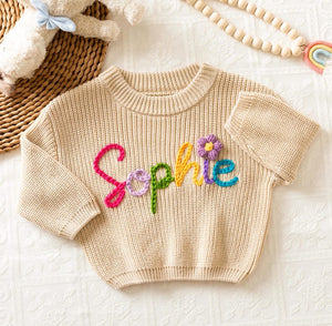 Custom Embroidered Baby Name Sweater: Personalized Baby Jumper for New Born or Toddlers