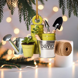 Personalized Gardening Tools Christmas Ornament 2025, Flat 2D Acrylic, Gift for Gardeners and Plant Lovers, Custom Garden Ornament Keepsake