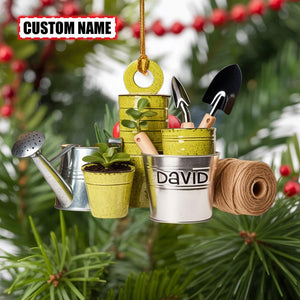 Personalized Gardening Tools Christmas Ornament 2025, Flat 2D Acrylic, Gift for Gardeners and Plant Lovers, Custom Garden Ornament Keepsake