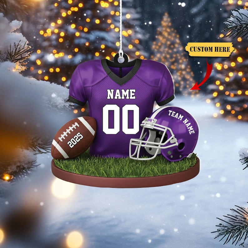 Personalized American Football Ornament, Football Player Christmas Ornament, Football Team Keepsake, Christmas Gifts for Football Fan