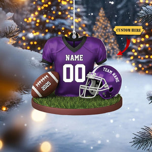 Personalized American Football Ornament, Football Player Christmas Ornament, Football Team Keepsake, Christmas Gifts for Football Fan