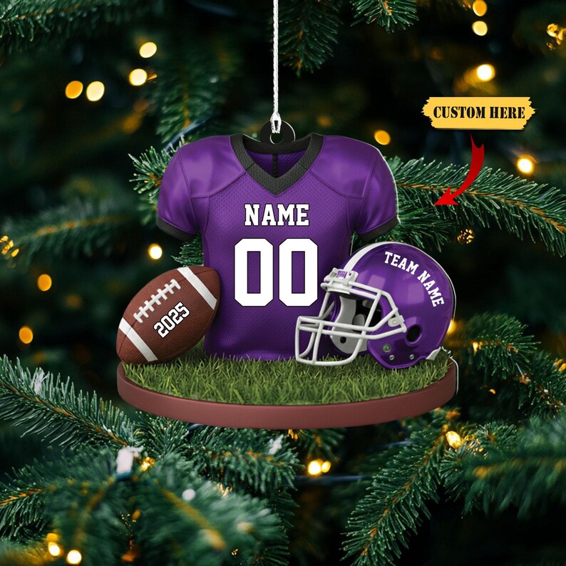 Personalized American Football Ornament, Football Player Christmas Ornament, Football Team Keepsake, Christmas Gifts for Football Fan