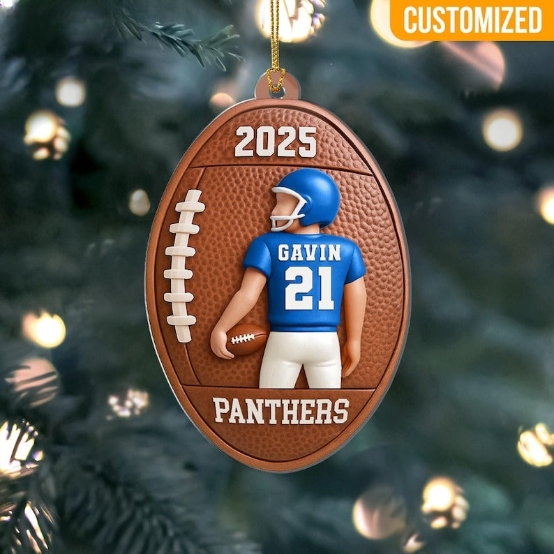 Custom Football American Christmas Ornament 2025: Custom Football Player Christmas Ornament, Christmas Gifts for Football Fan