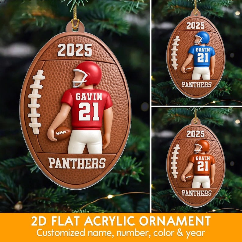 Custom Football American Christmas Ornament 2025: Custom Football Player Christmas Ornament, Christmas Gifts for Football Fan