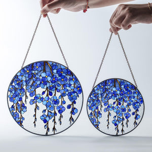 Forget Me Not Glass Suncatcher with Name Sympathy Gift for Miscarriage Mom, Memorial Window Hanging Decor